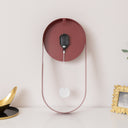 Raspberry Red &amp; Gold Pendulum Metal Analogue Wall Clock - 20cm x 55cm