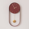 Raspberry Red & Gold Pendulum Metal Analogue Wall Clock - 20cm x 55cm