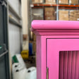 Raspberry Red Reeded Glass Wall Cabinet with Drawers
