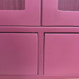 Raspberry Red Reeded Glass Wall Cabinet with Drawers