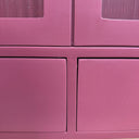 Raspberry Red Reeded Glass Wall Cabinet with Drawers