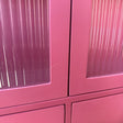 Raspberry Red Reeded Glass Wall Cabinet with Drawers