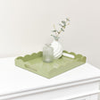Rectangle Olive Green Scalloped Tray