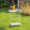 Rectangular Cream Metal Garden Side Table - 72cm x 52.5cm