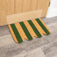 Rectangular Green &amp; Natural Striped Doormat with Scallop Edge