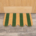 Rectangular Green &amp; Natural Striped Doormat with Scallop Edge