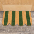Rectangular Green & Natural Striped Doormat with Scallop Edge