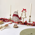 Red Felt Robin Standing Decoration with Wooden Base - 22cm