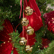Red &amp; Gold Velvet Bow &amp; Bell Christmas Hanger Decoration