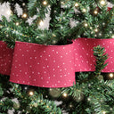 Red Polka Dot Detailed Fabric Tree Ribbon - 270cm