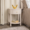Reeded One Drawer Bedside Table - Willow Taupe Grey Range