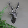 Silver Metal Wall Mounted Stag Head - 18cm x 43cm