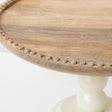 Round Beige &amp; Mango Wood Bobble Detail Cake Display Stand