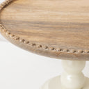 Round Beige &amp; Mango Wood Bobble Detail Cake Display Stand