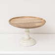 Round Beige &amp; Mango Wood Bobble Detail Cake Display Stand