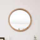 Round Dark Wood Frame Mirror - 55cm