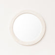 Round Distressed White Washed Wooden Bobbin Detailed Wall Mirror - 50cm x 50cm