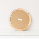 Round Distressed White Washed Wooden Bobbin Detailed Wall Mirror - 50cm x 50cm