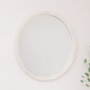 Round Distressed White Washed Wooden Bobbin Detailed Wall Mirror - 80cm x 80cm