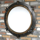 Round Gold & Black Nautical Porthole Mirror - 85cm x 85cm