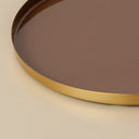 Round Metal Cappuccino Brown &amp; Gold Display Tray