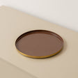 Round Metal Cappuccino Brown &amp; Gold Display Tray
