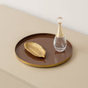 Round Metal Cappuccino Brown &amp; Gold Display Tray