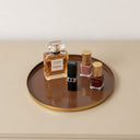 Round Metal Cappuccino Brown &amp; Gold Display Tray