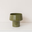 Round Olive Green Speckled Iron Planter Pot - 24cm x 20cm