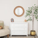 Round Rustic Pale Brown Wood Effect Wall Mirror 65cm x 65cm