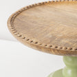 Round Sage Green &amp; Mango Wood Bobble Detail Cake Display Stand