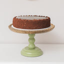 Round Sage Green &amp; Mango Wood Bobble Detail Cake Display Stand