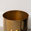 Round Shiny Gold Metal Bow Waste Bin