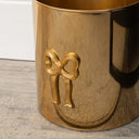 Round Shiny Gold Metal Bow Waste Bin