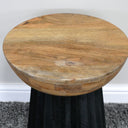 Round Wooden &amp; Black Side Table