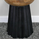 Round Wooden &amp; Black Side Table