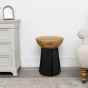 Round Wooden &amp; Black Side Table