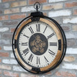 Round Wooden Metal Cog Clock - 75cm x 60cm