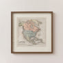 Rustic America Map Print Framed Wall Art - 40cm