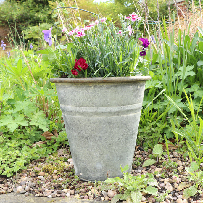 Rustic Grey Metal Bucket Planter Pot – Melody Maison