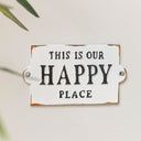 Rustic White Metal 'Happy Place' Wall Sign
