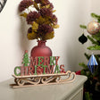 Rustic Wooden Green &amp; Red Merry Christmas Sleigh Sign
