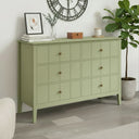 Sage Green 6 Drawer Chest Of Drawers &amp; Pair Of One Drawer Bedside Tables - Padstowe Sage Green Range