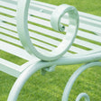 Sage Green Metal Ornate Distressed Garden Bench - 100cm x 92cm