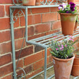 Sage Green Metal Three Tier Plant Theatre Stand