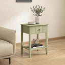 Sage Green One Drawer Bedside Table with Shelf - Padstowe Sage Green Range