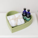 Sage Green Painted Wood Heart Display Tray - 25cm