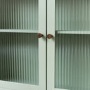 Sage Green Reeded Glass Wall Cabinet with Drawers