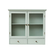 Sage Green Reeded Glass Wall Cabinet with Drawers