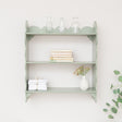 Sage Green Scalloped Wall Shelf with 3 Shelf Units